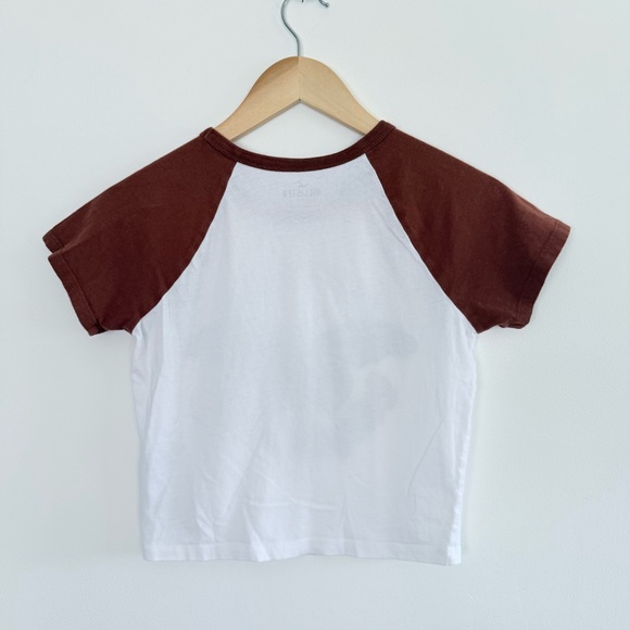 Hollister Baby Doll Graphic Cropped Shirt Fitted Butterfly Y2K Boho Retro XS - Picture 4 of 4